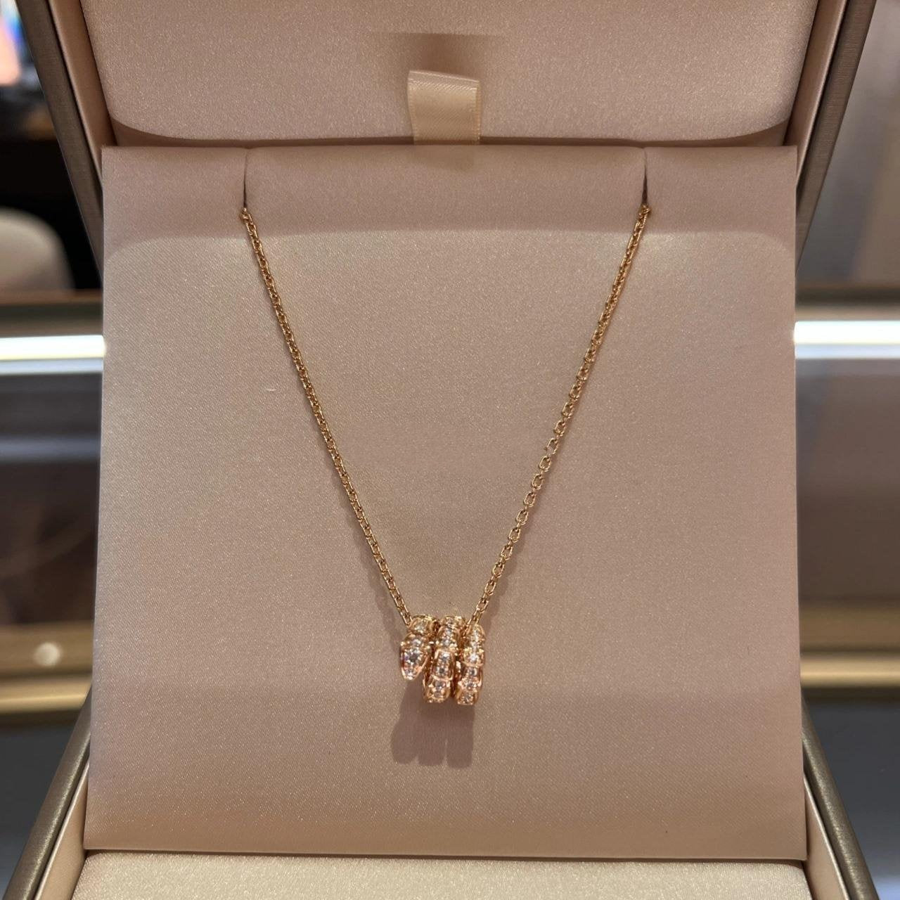 [OAK JURI]SERPENTI PINK GOLD NECKLACE DOUBLE RING DIAMOND