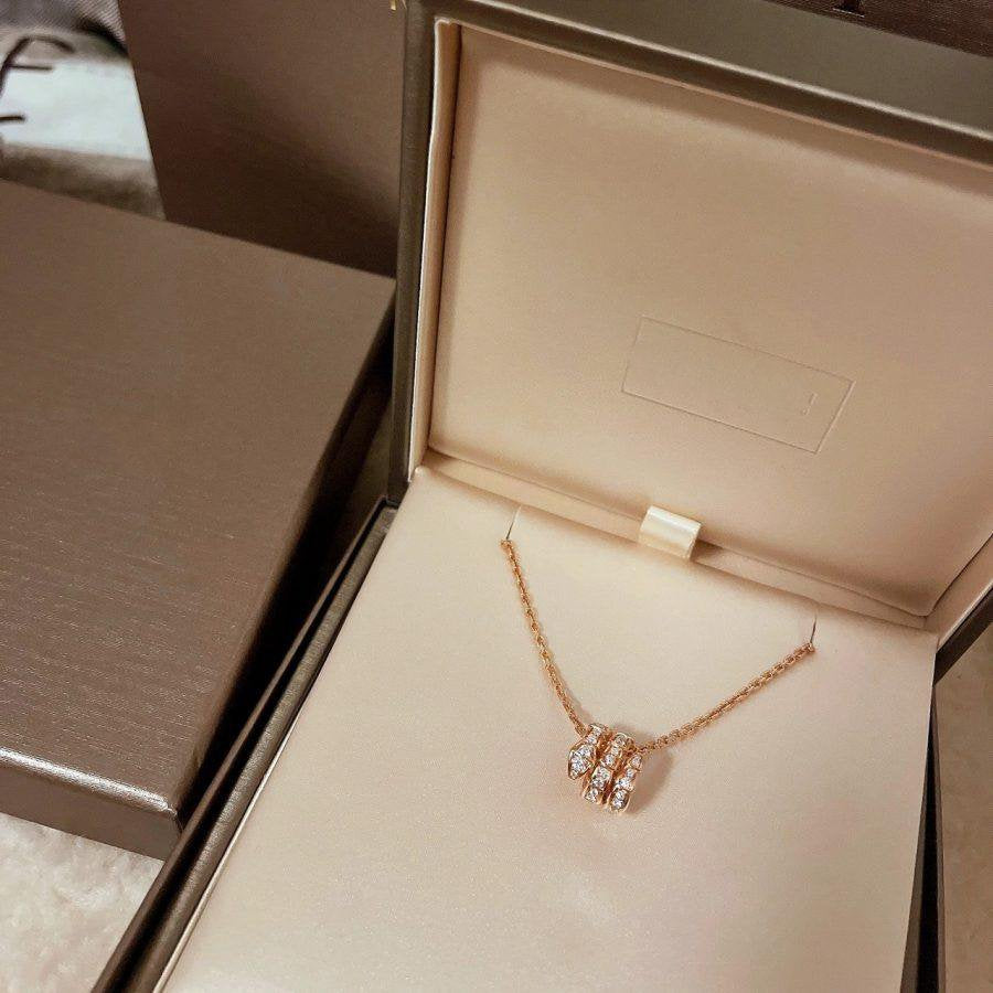 [OAK JURI]SERPENTI PINK GOLD NECKLACE DOUBLE RING DIAMOND