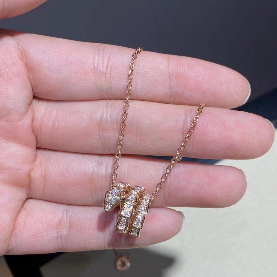 [OAK JURI]SERPENTI PINK GOLD NECKLACE DOUBLE RING DIAMOND