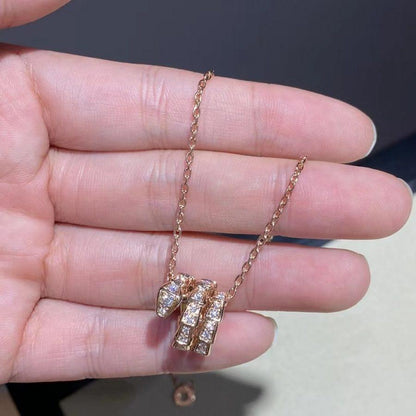 [OAK JURI]SERPENTI PINK GOLD NECKLACE DOUBLE RING DIAMOND