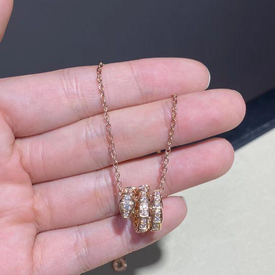 [OAK JURI]SERPENTI PINK GOLD NECKLACE DOUBLE RING DIAMOND