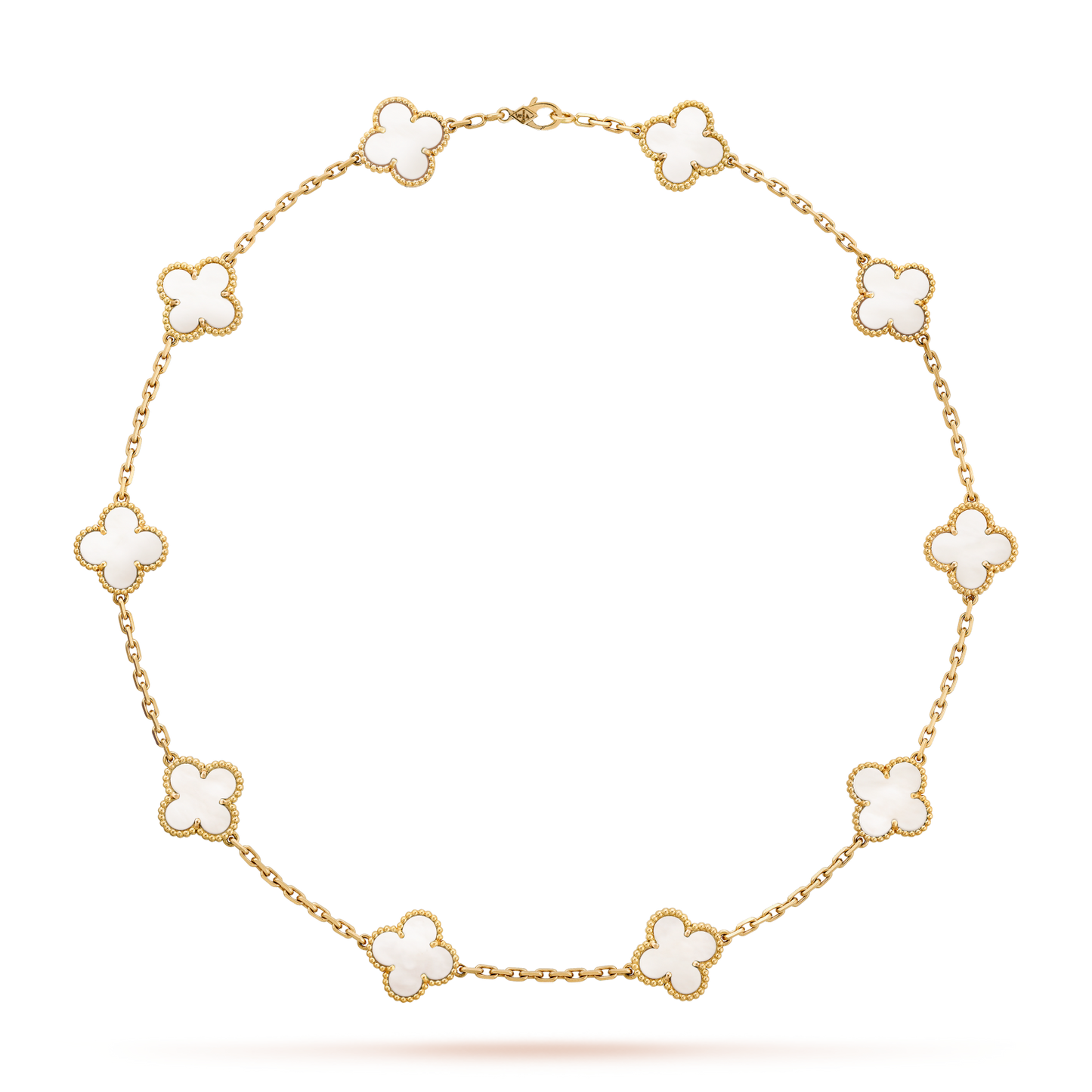 [OAK JURI]CLOVER 10 MOTIFS WHITE MOTHER OF PEARL NECKLACE