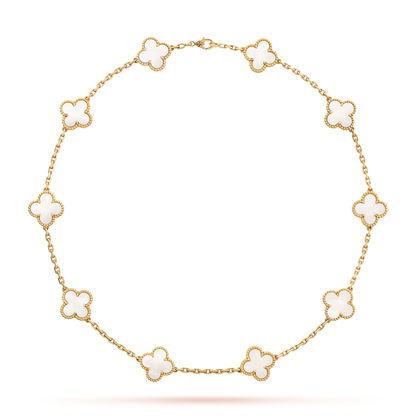 [OAK JURI]CLOVER 10 MOTIFS WHITE MOTHER OF PEARL NECKLACE