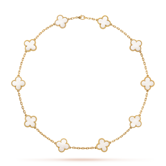 [OAK JURI]CLOVER 10 MOTIFS WHITE MOTHER OF PEARL NECKLACE