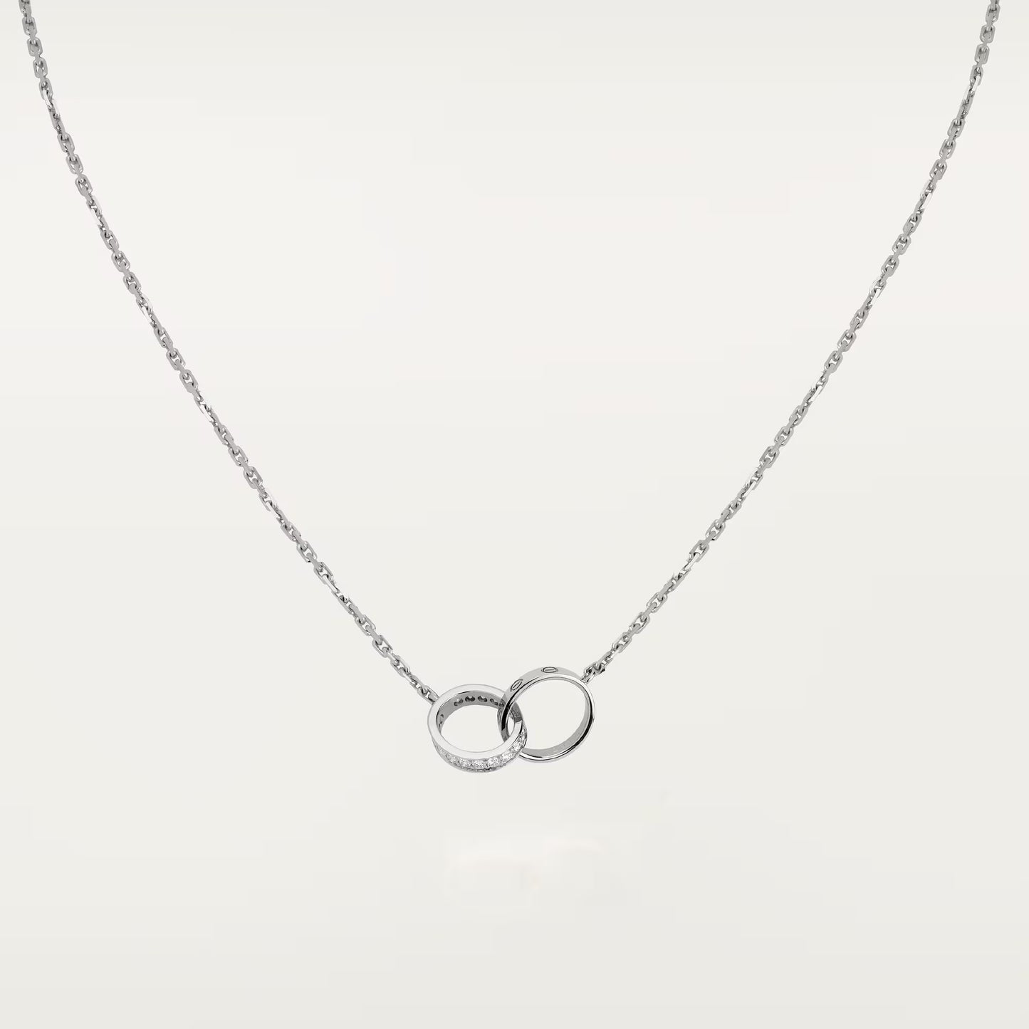 [OAK JURI]LOVE DOUBLE RING HALF DIAMOND NECKLACE