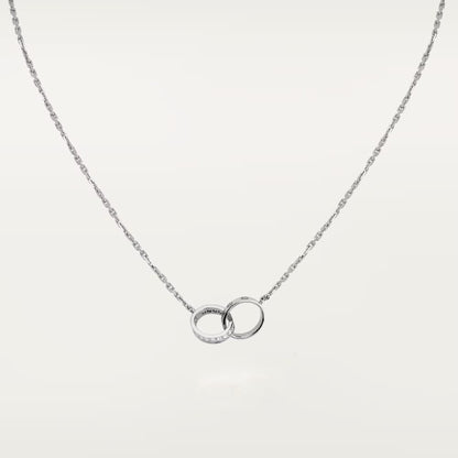 [OAK JURI]LOVE DOUBLE RING HALF DIAMOND NECKLACE