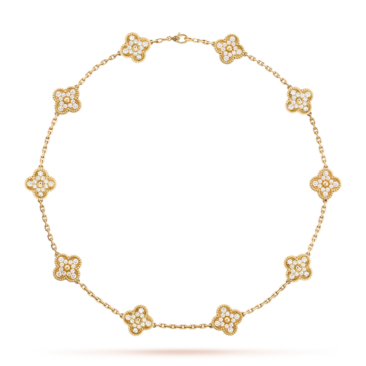 [OAK JURI]CLOVER 10 MOTIFS DIAMOND NECKLACE