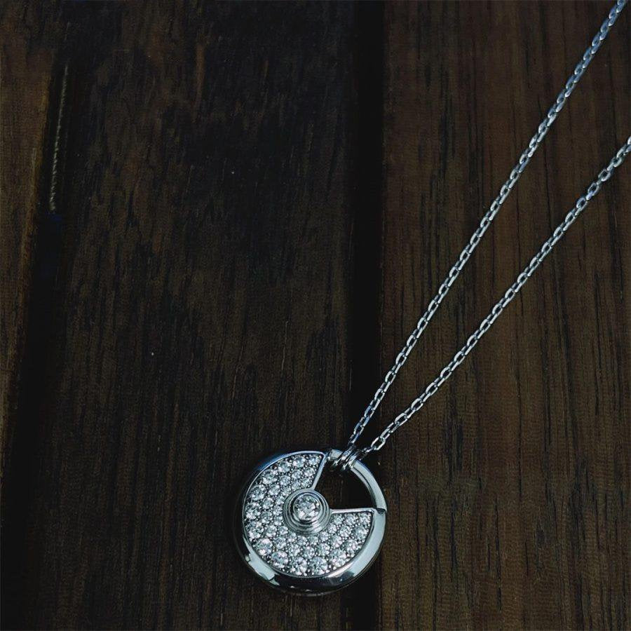 [OAK JURI]AMULETTE SILVER FULL DIAMOND NECKLACE