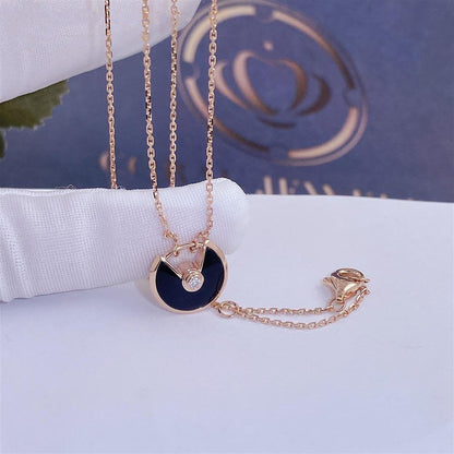 [OAK JURI]AMULETTE ROSE GOLD ONYX NECKLACE