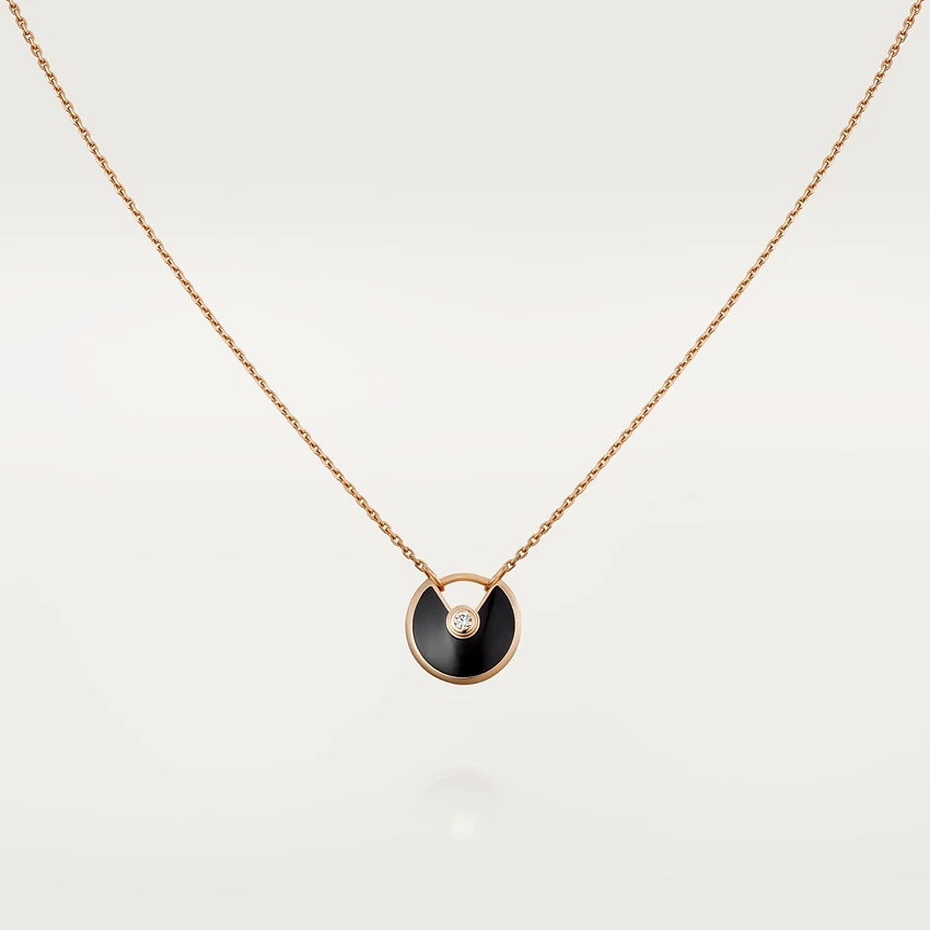 [OAK JURI]AMULETTE ROSE GOLD ONYX NECKLACE
