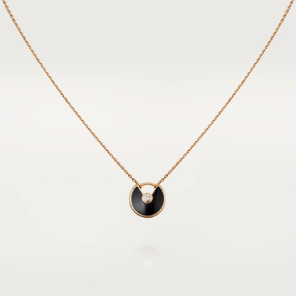 [OAK JURI]AMULETTE ROSE GOLD ONYX NECKLACE