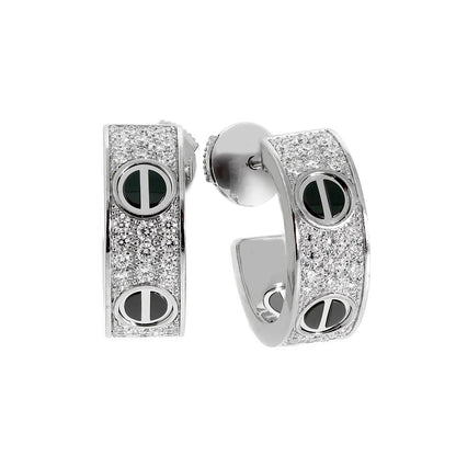 [OAK JURI]LOVE CERAMIC DIAMOND PAVED SILVER EARRINGS