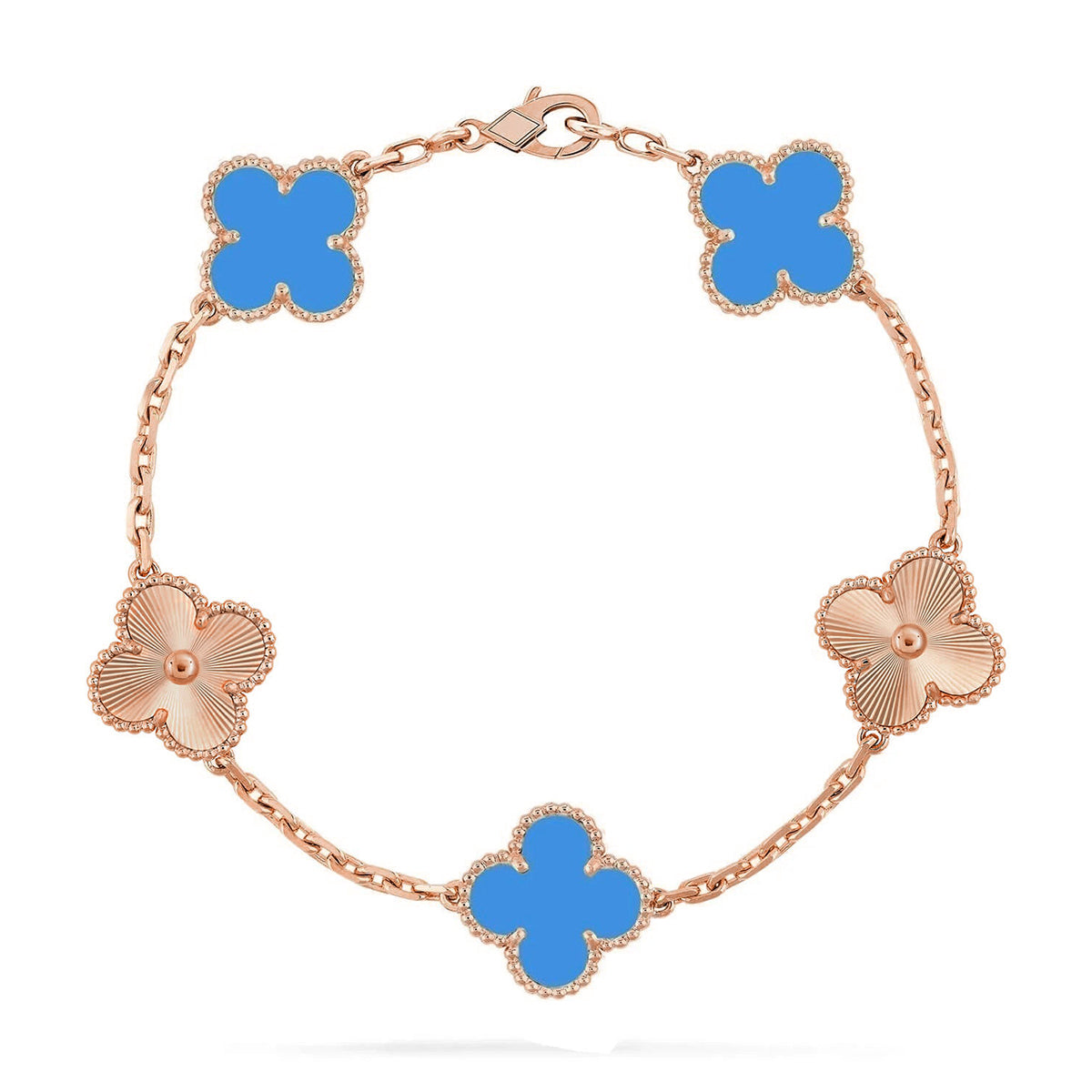 [OAK JURI] CLOVER 5 MOTIF BLUE AGATE BRACELET COLLECTION