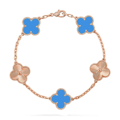 [OAK JURI] CLOVER 5 MOTIF BLUE AGATE BRACELET COLLECTION