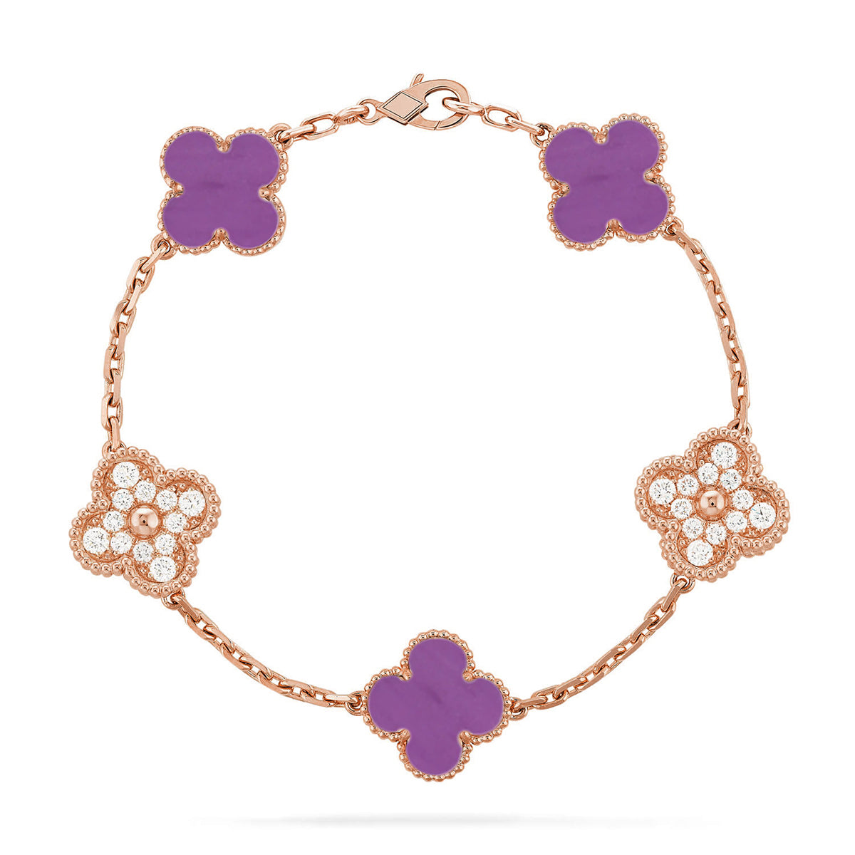 [OAK JURI] CLOVER 5 MOTIF VIOLET BRACELET COLLECTION