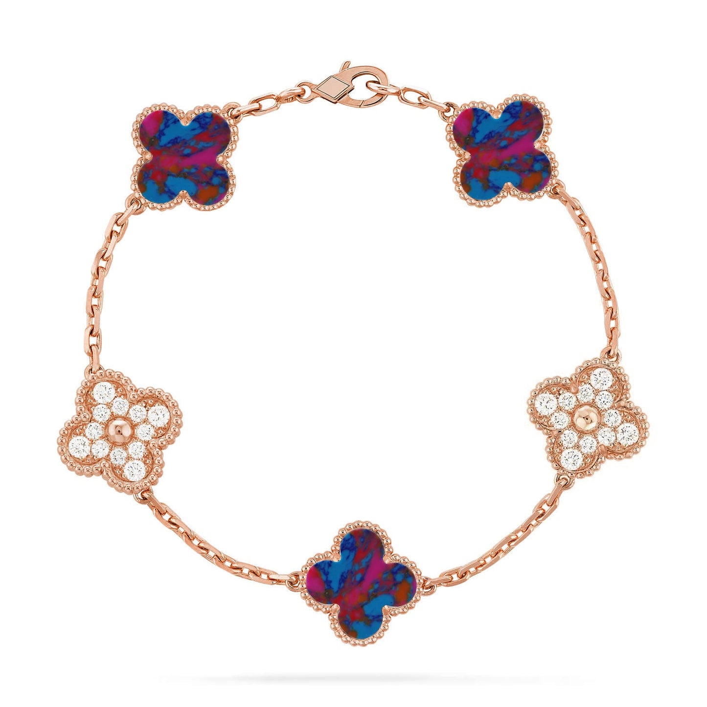 [OAK JURI]CLOVER 5 MOTIF COLOR GEMSTONES BRACELET COLLECTION