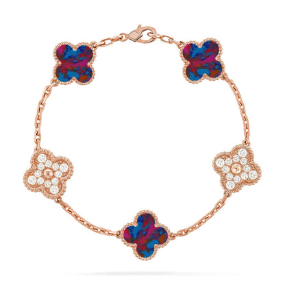 [OAK JURI]CLOVER 5 MOTIF COLOR GEMSTONES BRACELET COLLECTION