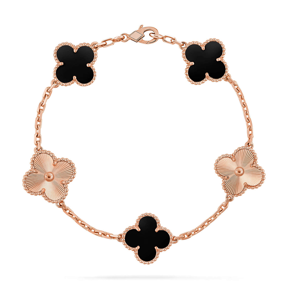 [OAK JURI] CLOVER 5 MOTIF ONYXS BRACELET COLLECTION