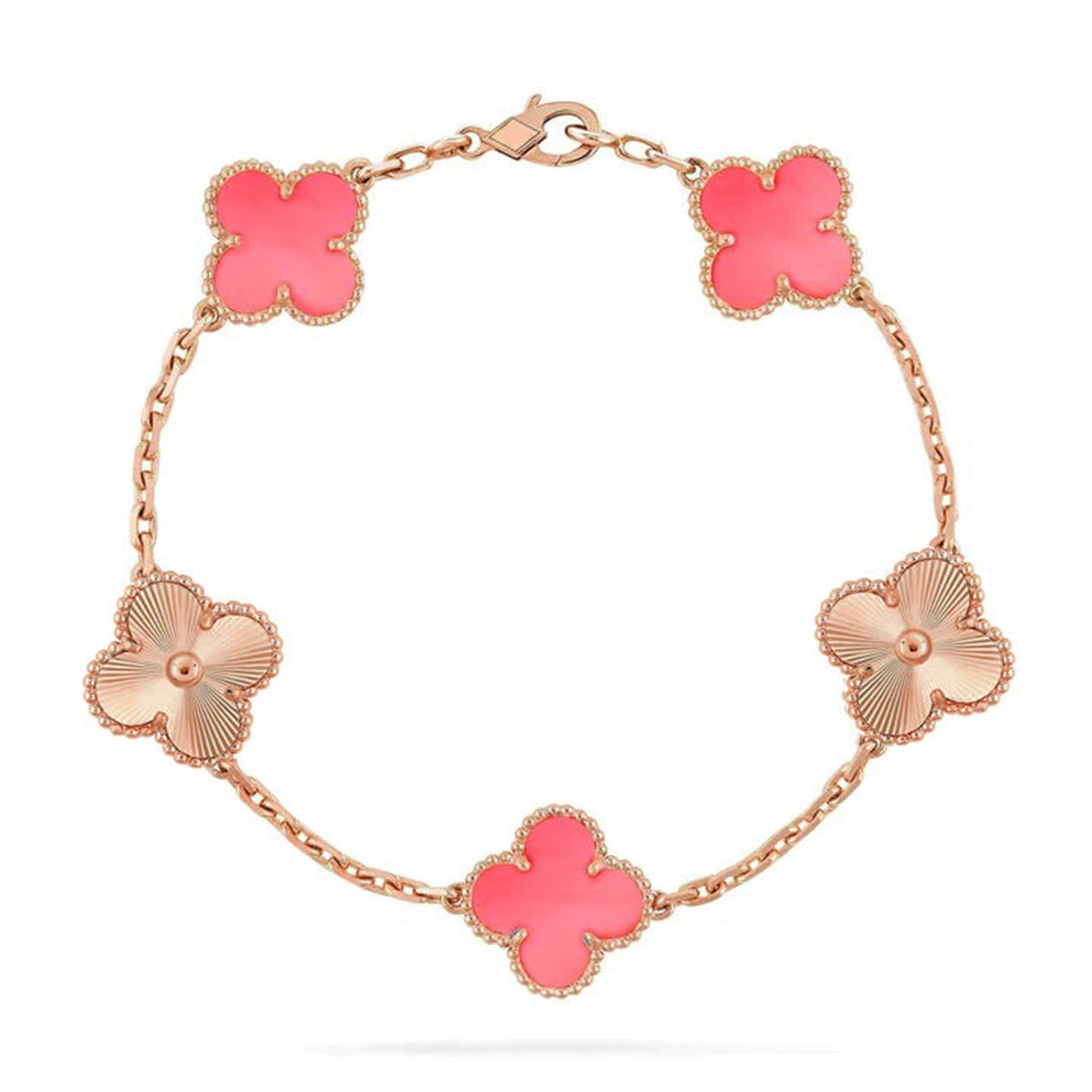 [OAK JURI] CLOVER 5 MOTIFS  PINK MOP BRACELET COLLECTION