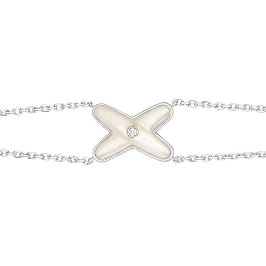 [OAK JURI]JEUX BRACELET WHITE MOP SILVER 1 DIAMOND