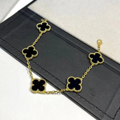 [OAK JURI]CLOVER  5 MOTIFS BLACK ONYX BRACELET