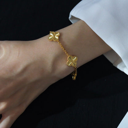 [OAK JURI]CLOVER 5 FLOWERS LASER BRACELET