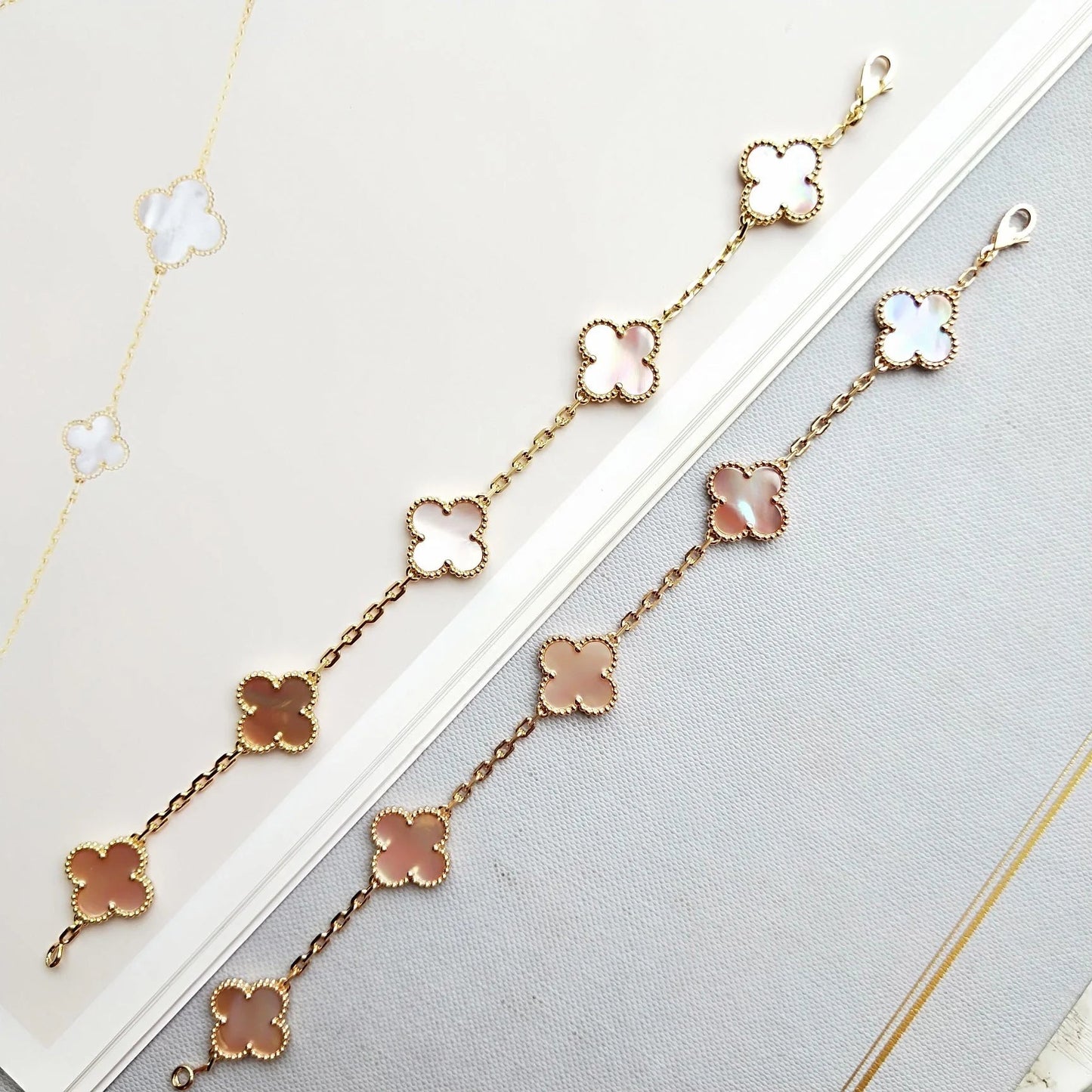 [OAK JURI]CLOVER 5 PINK MOP BRACELET