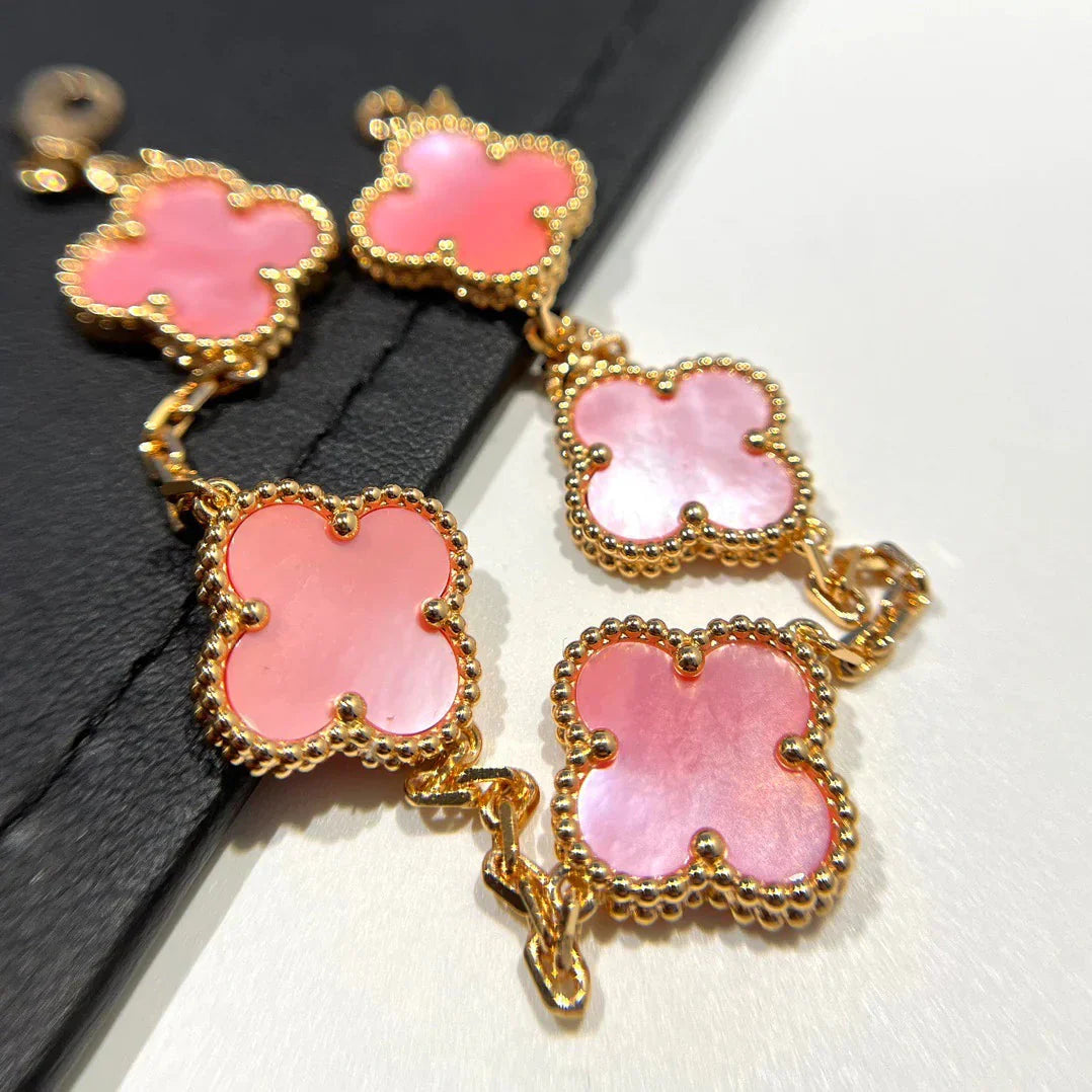 [OAK JURI] CLOVER 5 MOTIFS  PINK MOP BRACELET COLLECTION