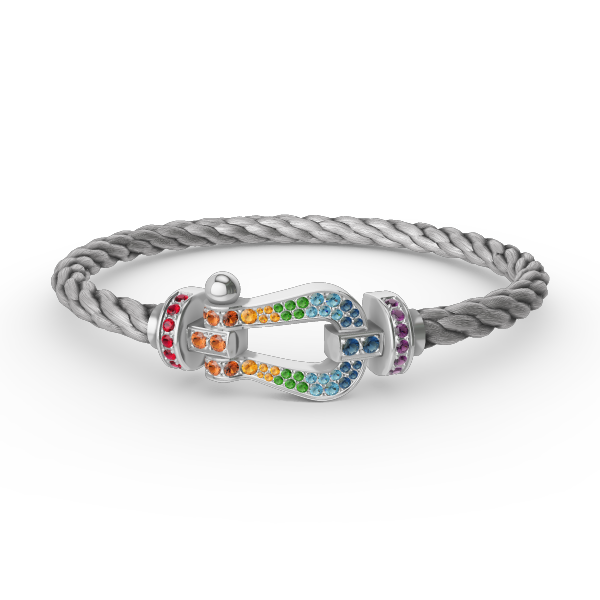 [OAK JURI]FORC LARGE HORSESHOE  COLORED DIAMOND BRACELET SILVER