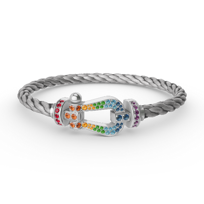 [OAK JURI]FORC LARGE HORSESHOE  COLORED DIAMOND BRACELET SILVER