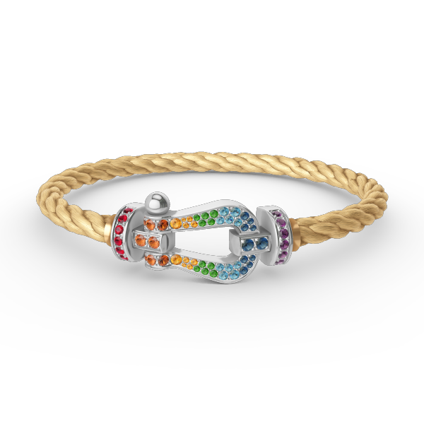 [OAK JURI]FORC LARGE HORSESHOE  COLORED DIAMOND BRACELET SILVER