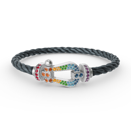 [OAK JURI]FORC LARGE HORSESHOE  COLORED DIAMOND BRACELET SILVER