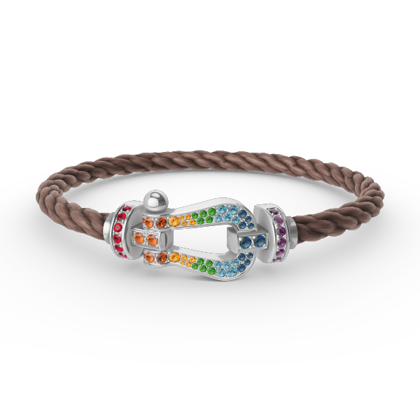 [OAK JURI]FORC LARGE HORSESHOE  COLORED DIAMOND BRACELET SILVER