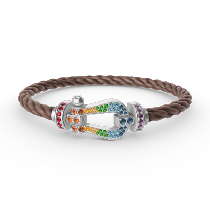 [OAK JURI]FORC LARGE HORSESHOE  COLORED DIAMOND BRACELET SILVER