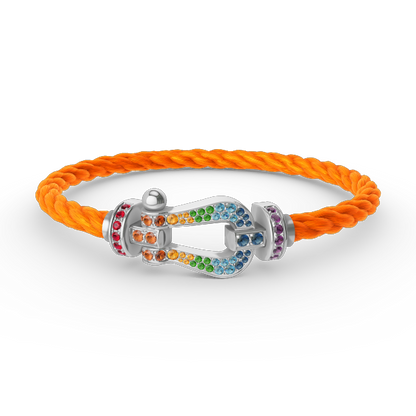 [OAK JURI]FORC LARGE HORSESHOE  COLORED DIAMOND BRACELET SILVER
