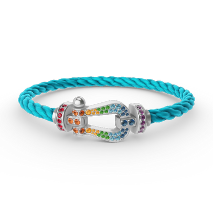 [OAK JURI]FORC LARGE HORSESHOE  COLORED DIAMOND BRACELET SILVER