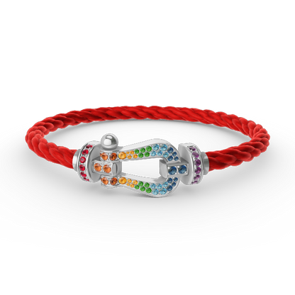 [OAK JURI]FORC LARGE HORSESHOE  COLORED DIAMOND BRACELET SILVER