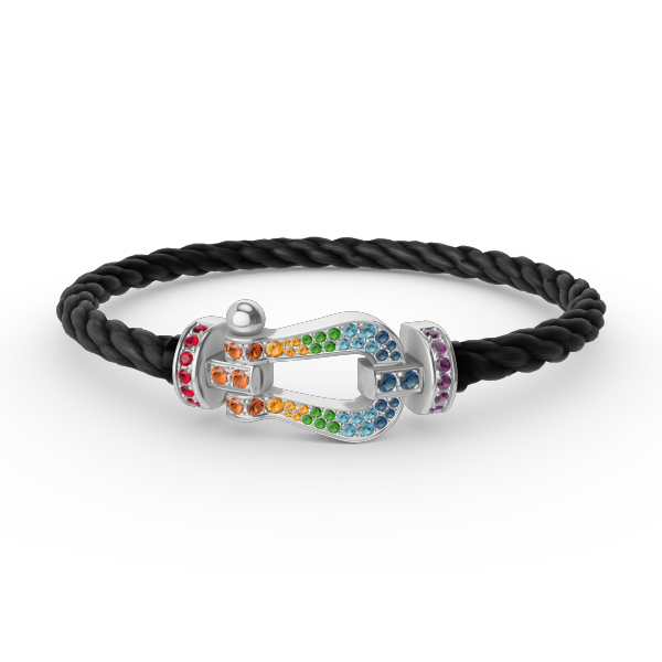 [OAK JURI]FORC LARGE HORSESHOE  COLORED DIAMOND BRACELET SILVER