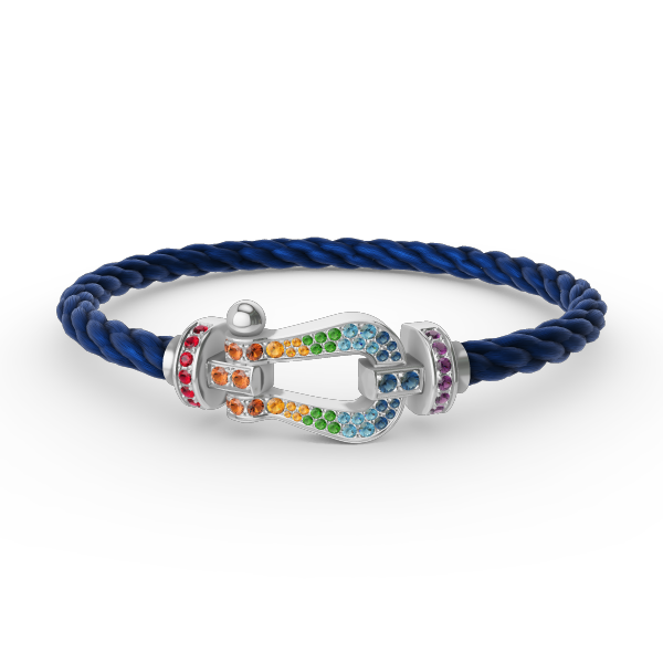 [OAK JURI]FORC LARGE HORSESHOE  COLORED DIAMOND BRACELET SILVER