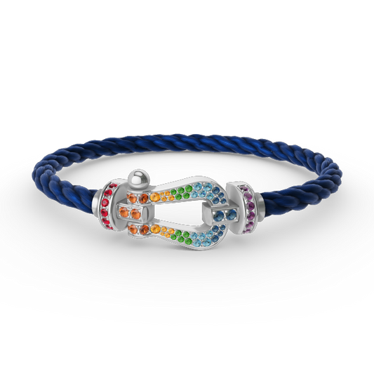 [OAK JURI]FORC LARGE HORSESHOE  COLORED DIAMOND BRACELET SILVER