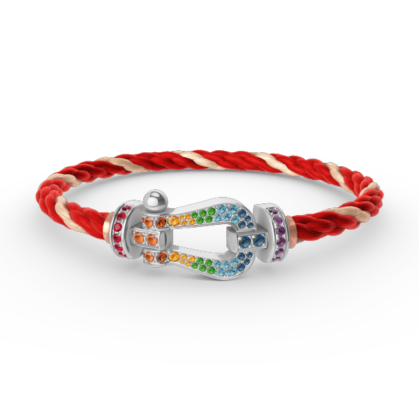 [OAK JURI]FORC LARGE HORSESHOE  COLORED DIAMOND BRACELET SILVER