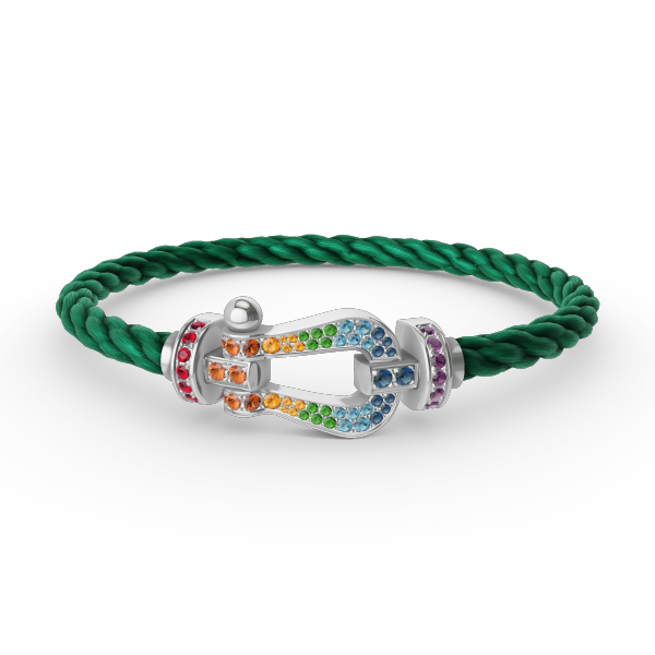 [OAK JURI]FORC LARGE HORSESHOE  COLORED DIAMOND BRACELET SILVER