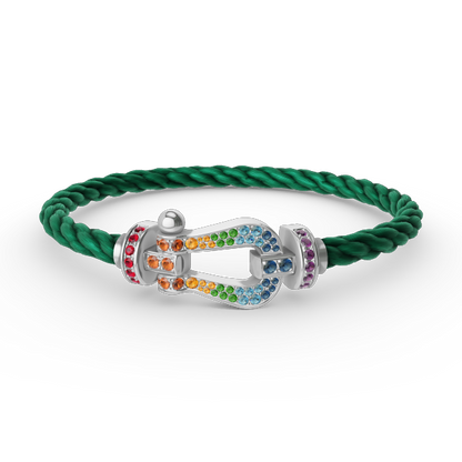 [OAK JURI]FORC LARGE HORSESHOE  COLORED DIAMOND BRACELET SILVER