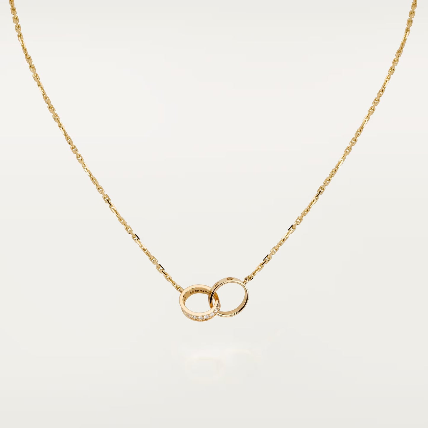 [OAK JURI]LOVE DOUBLE RING HALF DIAMOND NECKLACE