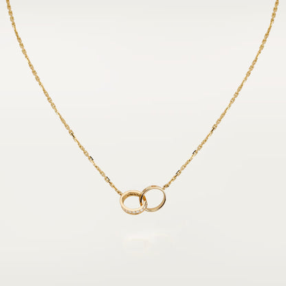 [OAK JURI]LOVE DOUBLE RING HALF DIAMOND NECKLACE