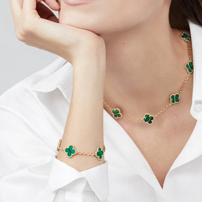 [OAK JURI]CLOVER 10 MOTIFS MALACHITE NECKLACE
