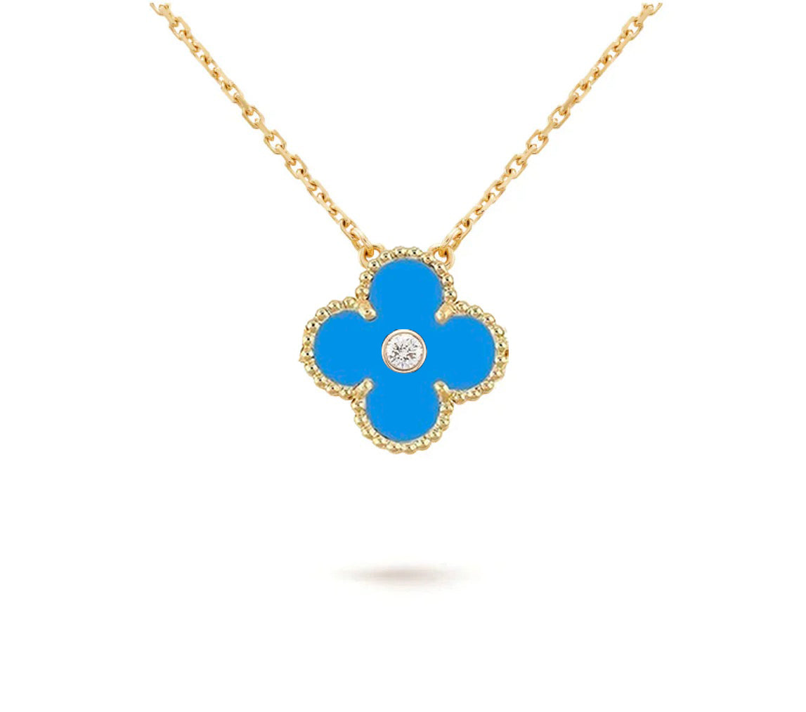 [OAK JURI]CLOVER 15MM DIAMOND SINGLE FLOWER NECKLACE COLLECTION
