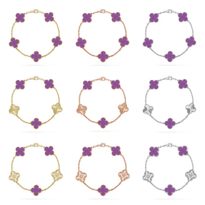 [OAK JURI] CLOVER 5 MOTIF VIOLET BRACELET COLLECTION