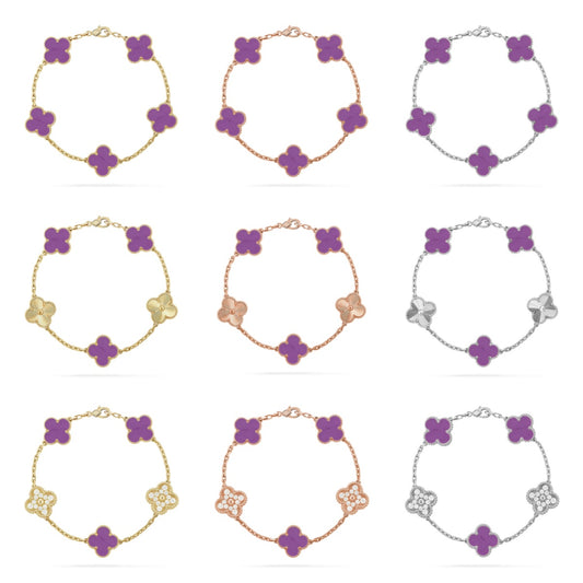 [OAK JURI] CLOVER 5 MOTIF VIOLET BRACELET COLLECTION