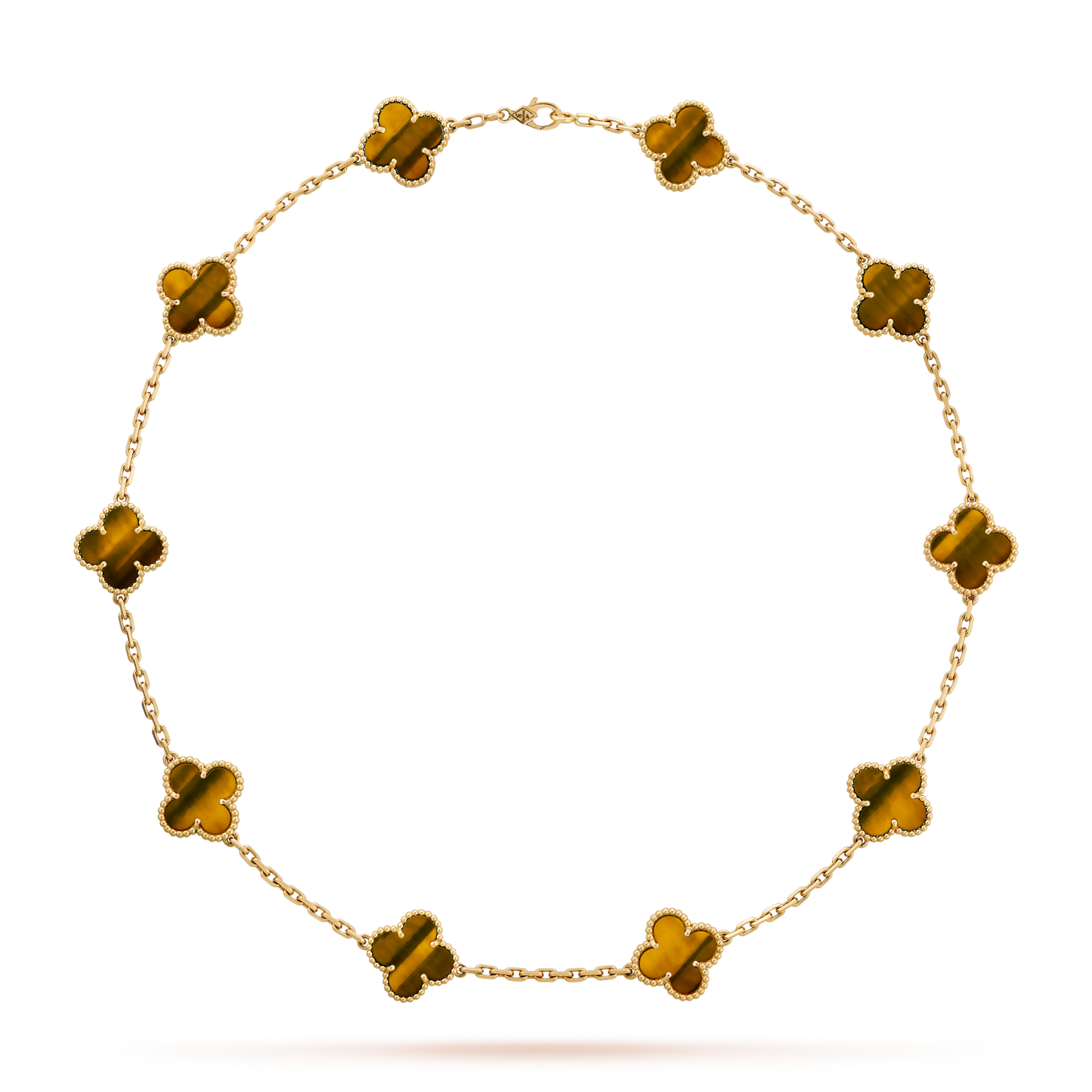 [OAK JURI]CLOVER 10 MOTIFS TIGER EYE NECKLACE